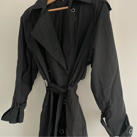 Vintage Black Trench Coat - Picture 1 of 9